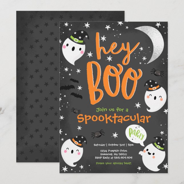 Invitation Parti Spotaculaire des enfants fantômes d'Hallowee (Devant / Derrière)