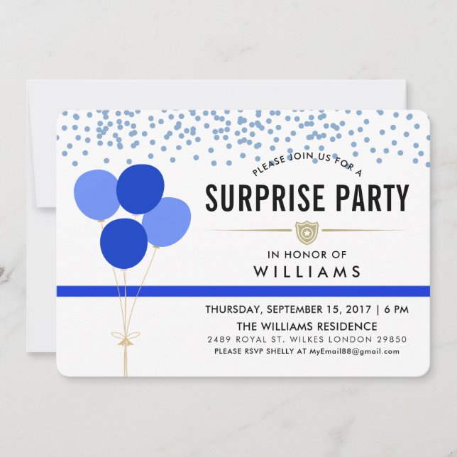 Invitation Parti surprise à thème de la police (Devant)