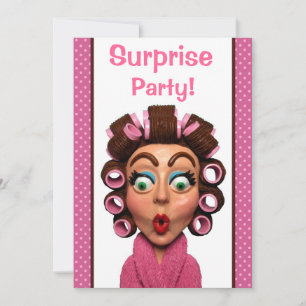 Invitation Parti surprise des femmes portant des Curlers