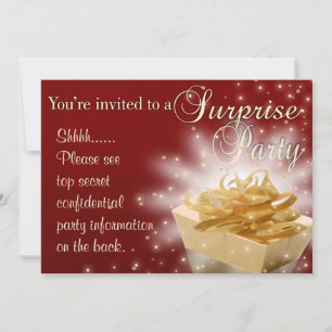 Invitation Parti surprise   Rouge et or