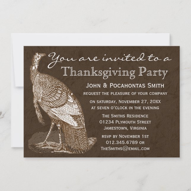 Invitation Parti Thanksgiving de Turquie (Devant)