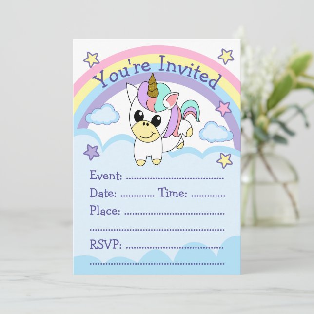 Invitation Parti Unicorn (Debout devant)