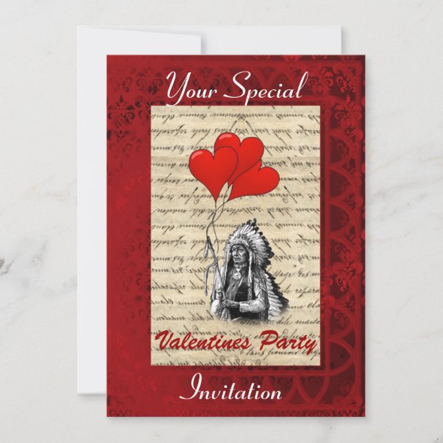 Invitation Parti Valentines, le chef indien (Devant)