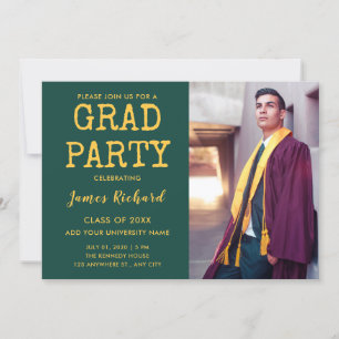 Invitation Parti Vert Et Or Moderne