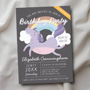 Invitation Parti virtuel d'anniversaire de Modern Cute Rainbo