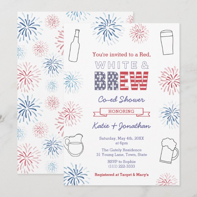 Invitation Parti Wedding shower des Couples blancs et bruns r (Devant / Derrière)