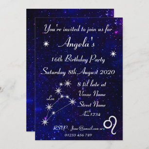 Invitation Parti Zodiac Leo Galaxy