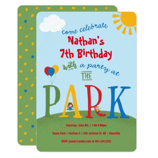 Invitation Partie A L Invitation D Anniversaire De Parc Zazzle Ca