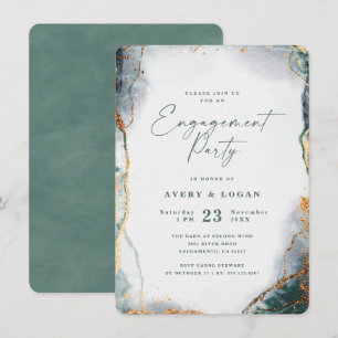 Invitation Partie Abstraite d'engagement Eucalyptus Green & G
