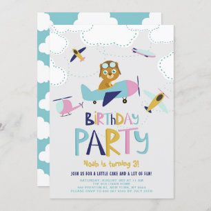 Invitation Partie Anniversaire de enfant du pilote de dessin 