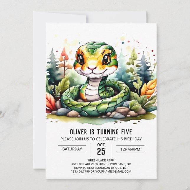 Invitation Partie Anniversaire de enfant Reptile personnalisé (Devant)