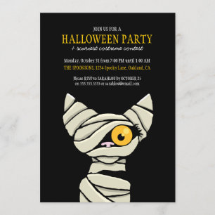 Invitation Partie bandée éffrayante de Halloween de chat de