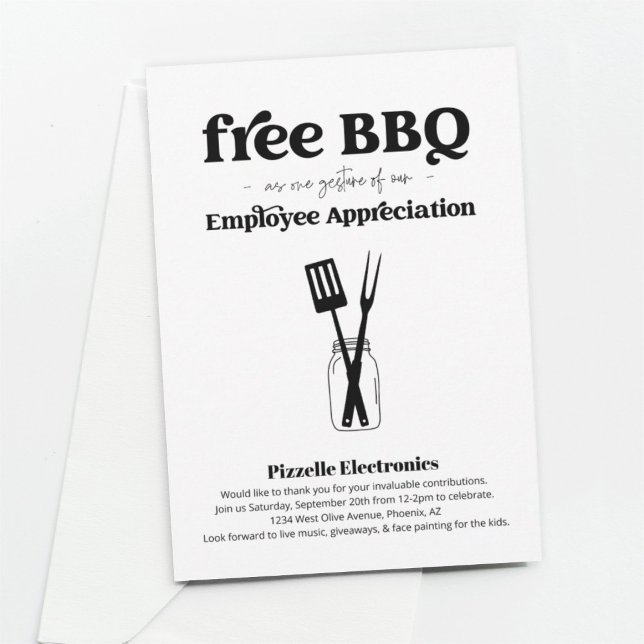 Invitation Partie BBQ de l'entreprise d'appréciation des empl (Créateur téléchargé)