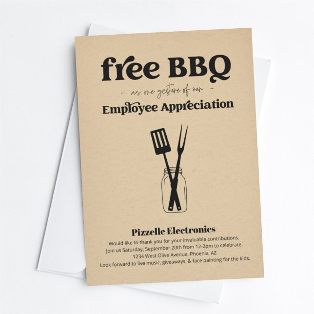 Invitation Partie BBQ de l'entreprise d'appréciation des empl (Créateur téléchargé)