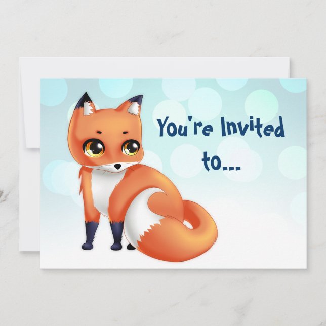Invitation Partie bithday de Kawaii de renard mignon de bande (Devant)