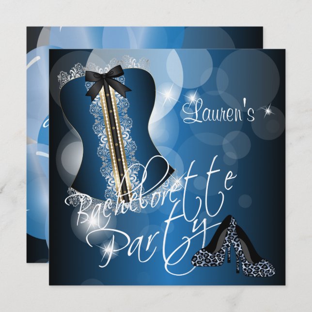 Invitation Partie bleue de Bachelorette d'amusement (Devant / Derrière)