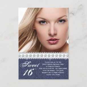 Invitation Partie bleue de sweet sixteen de denim et de