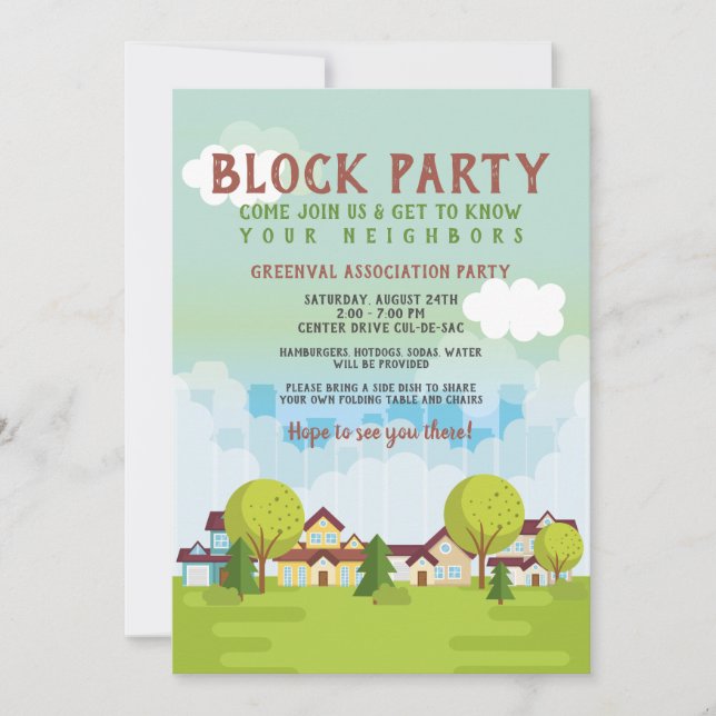 Invitation Partie bloc communautaire (Devant)