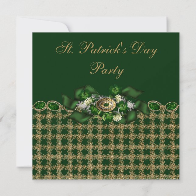 Invitation Partie chique du jour de St Patrick de vert et (Devant)