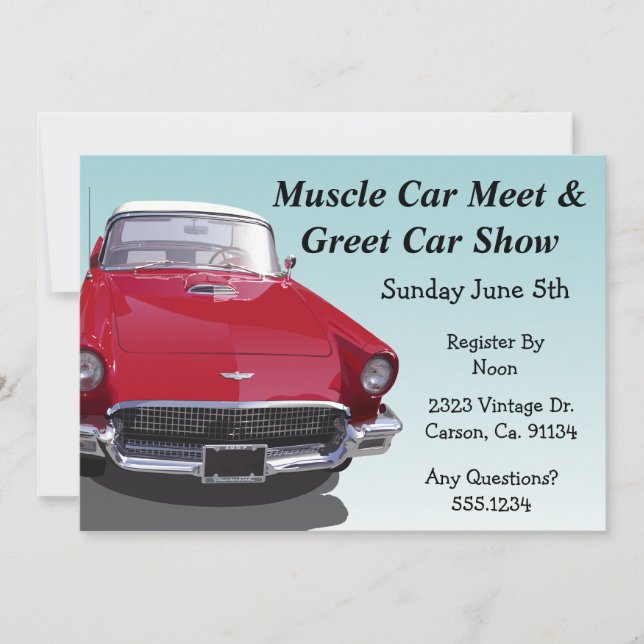 Invitation Partie classique de voiture de muscle (Devant)