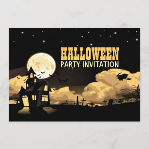 Invitation Partie d'amusement de Halloween de lune de château