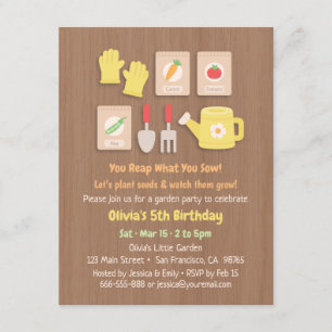 Invitation Partie d'anniversaire de enfant de graines et