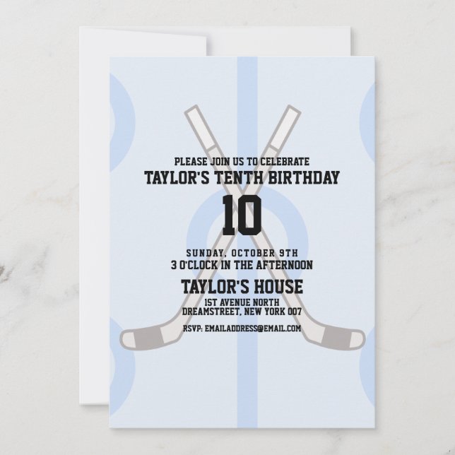 Invitation Partie d'anniversaire de la patinoire sportive de  (Devant)