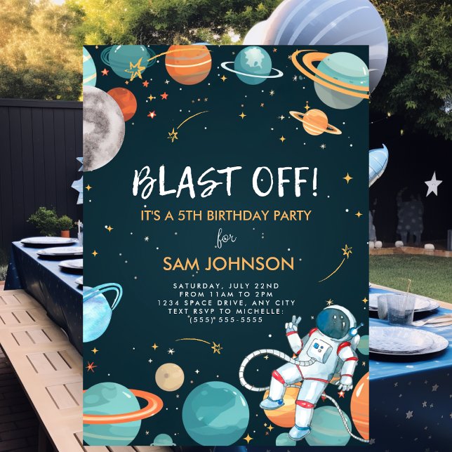 Invitation Partie d'anniversaire de l'espace extra-atmosphéri (Créateur téléchargé)