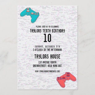 Invitation Partie d'anniversaire du jeu vidéo