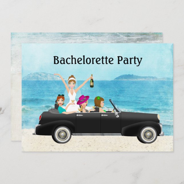 Invitation Partie de Bachelorette de mariage de plage de (Devant / Derrière)