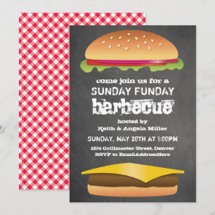 Invitation Partie de barbecue de tableau de dimanche Funday