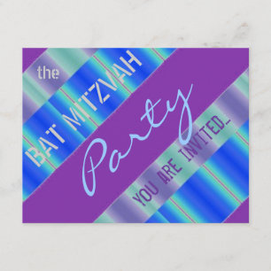 Invitation Partie de bat mitzvah de rubans bleus