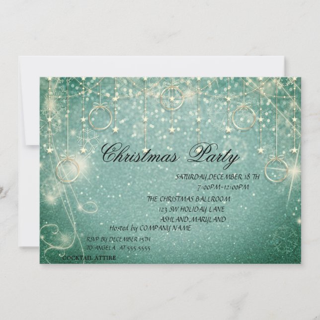 Invitation Partie de Christmas Balls, Green Christmas Company (Devant)