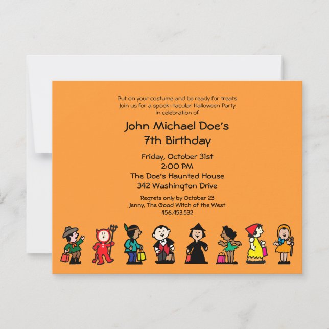 Invitation Partie de costume d'anniversaire de Spooktacular (Devant)