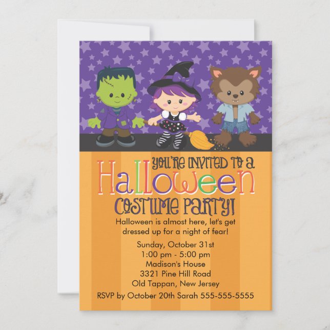 Invitation Partie de costume de Halloween (Devant)