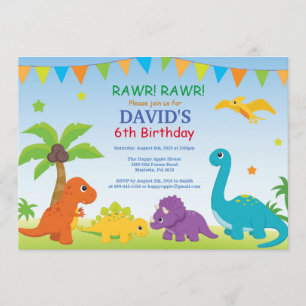 Invitation Partie de Dino d'invitation d'anniversaire de