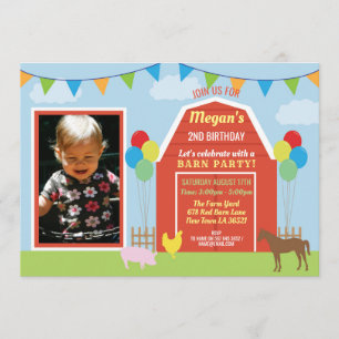 Invitation Partie de ferme de yard de grange d'invitation de
