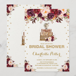 Invitation Partie de Fête de la mariée florale rustique de