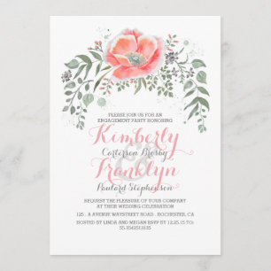 Invitation Partie de fiançailles chic moderne florale