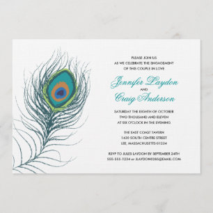 Invitation Partie de fiançailles de plume de paon