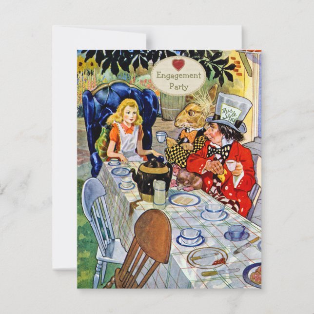 Invitation Partie de fiançailles du chapelier fou (Devant)