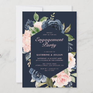 Invitation Partie de fiançailles florales de la marine