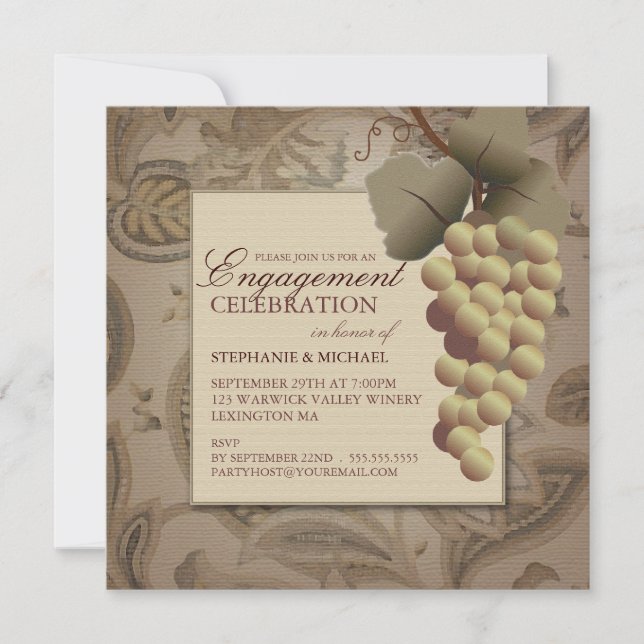 Invitation Partie de fiançailles orientée de vin de raisins (Devant)