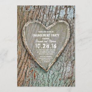 Invitation Partie de fiançailles rustique découpée d'arbre de