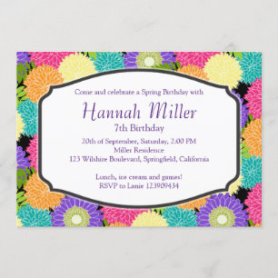 Invitation Partie de fleurs de ressort d'anniversaire chic