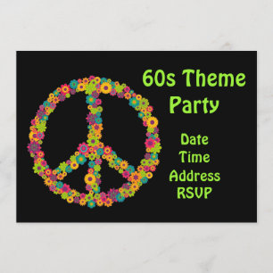 Invitation partie de flower power du thème 60s