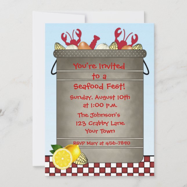 Invitation Partie de fruits de mer (Devant)