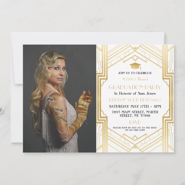 Invitation partie de Gatsby d'obtention du diplôme de photo (Devant)