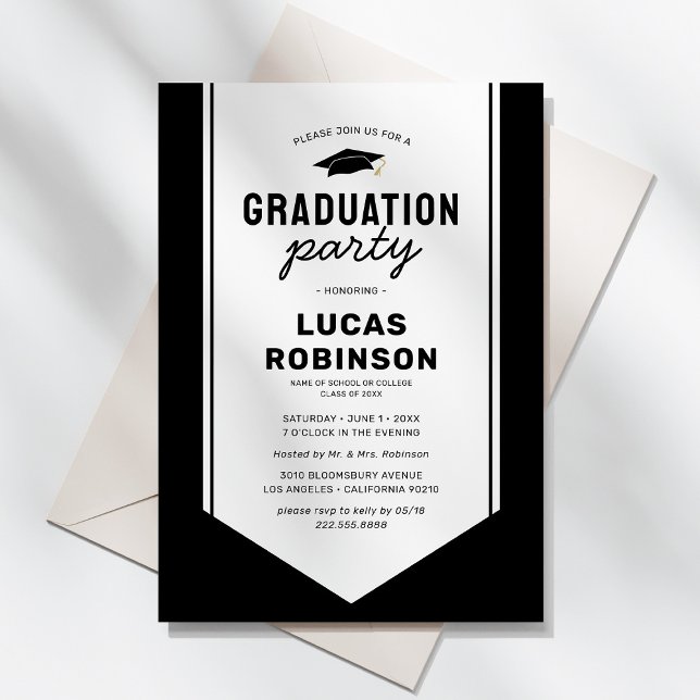 Invitation Partie de graduation de la ceinture de stylo blanc (Créateur téléchargé)
