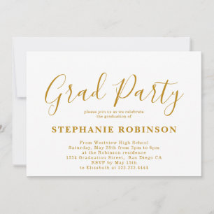 Invitation Partie de graduation de script or simple moderne